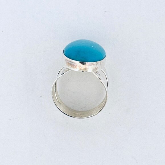 Bold Statement Turquoise Ring Sterling Silver 925 Filigree Band Size 9.5, 13.42g - Picture 4 of 11